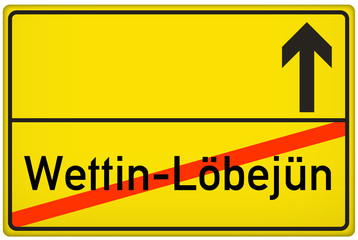 Naklejka premium Ortsausgangsschild Stadt Wettin-Löbejün