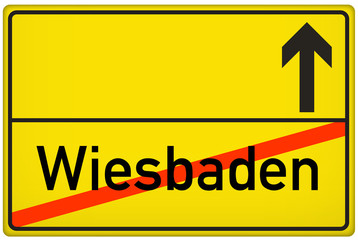 Fototapeta premium Ortsausgangsschild Stadt Wiesbaden