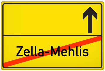 Obraz premium Ortsausgangsschild Stadt Zella-Mehlis