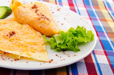 Pancakes stuffed with mashed pumpkin
