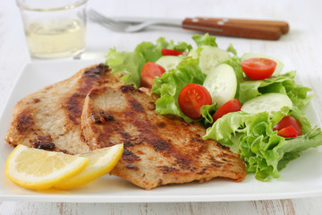 fried turkey with salad