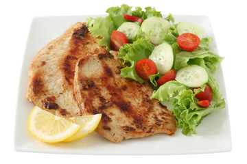fried turkey with salad