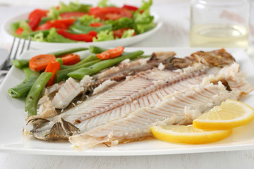 grilled sole with vegetables and salad