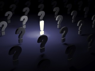 Lighting exclamation mark over dark background