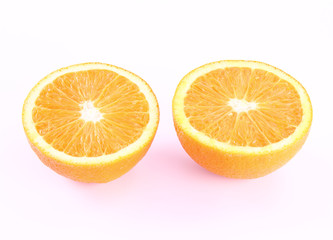 Fototapeta na wymiar Orange cut in half on a white background