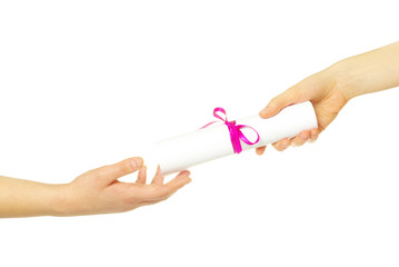 Diploma with a ribbon