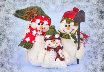 Christmas decoration snowman, snowflakes texture, background