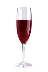 This is  glass with red wine isolated over white