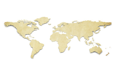World Map. Paper Shape, Grunge.