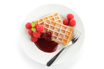Waffeln mit Himbeeren