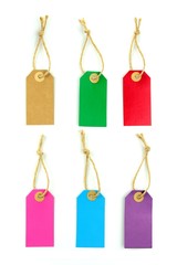 Colored labels on white background
