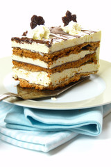 Grillaschtorte auf Porzellanteller / Ice cream cake on china pla
