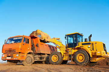 wheel loader excavator and tipper dumper