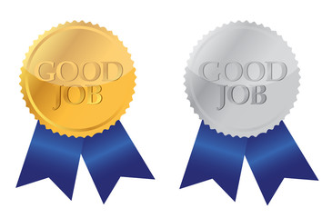 good job ribbon seals over white