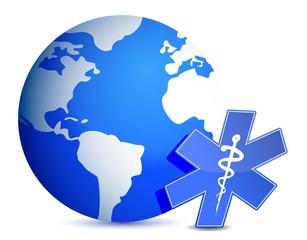 globe with medical symbol illustration design