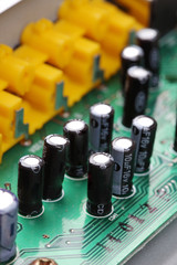 electronic circuit close-up. Macro background