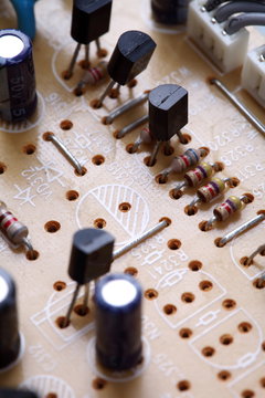 electronic circuit close-up. Macro background