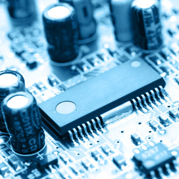 electronic circuit close-up. Macro background