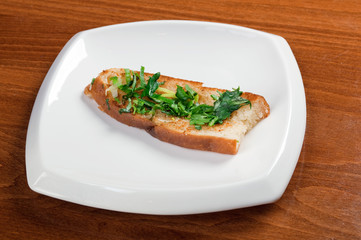 italian bruschetta seasoned with parsley and spring onions