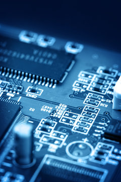 electronic circuit close-up. Macro background