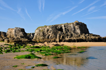 Beach and cliff at Quiberon in France