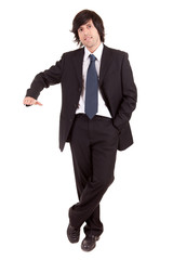 business man presenting your product