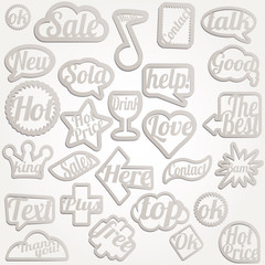 Set bubble vector sticker for text icons symbols