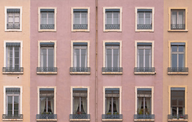 Fototapeta na wymiar Antique residential house facade, Lyon, France