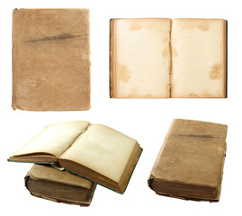 set of Old book isolated on white background