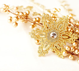 Golden christmas decoration closeup
