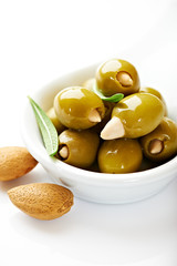 Almond stuffed green olives