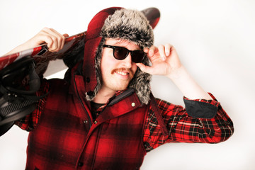 Snowboarder mit Board