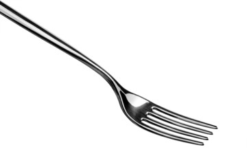 Silver fork on white background