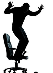 one business man afraid of computer mouse silhouette