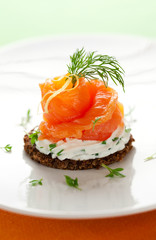 Canapes with smoked salmon