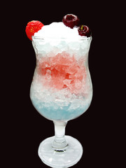 alcoholic blue curacao liqueur cocktail with cherry