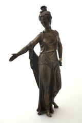 Classical Roman statue of a woman on a white background side