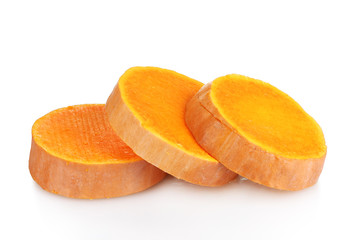 sliced pumpkin isolated on white