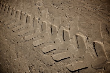 Tire marks on a sand