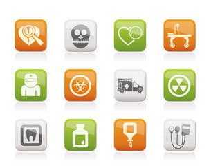 Medicine and hospital equipment icons