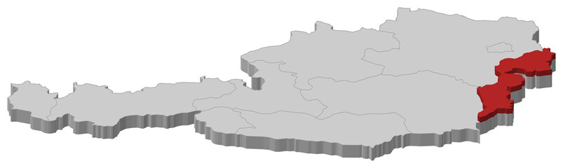 Map of Austria, Burgenland highlighted