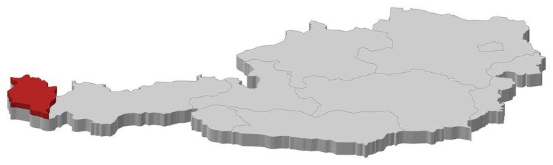 Map of Austria, Vorarlberg highlighted
