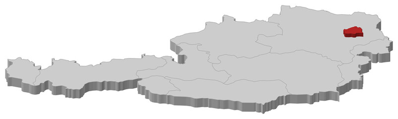 Map of Austria, Vienna highlighted