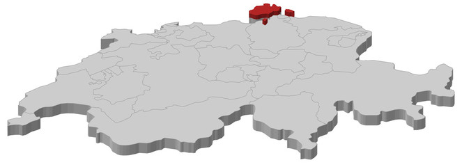 Map of Swizerland, Schaffhausen highlighted