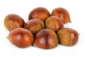 Chestnuts on white background