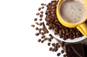 yellow cup of cappuccino