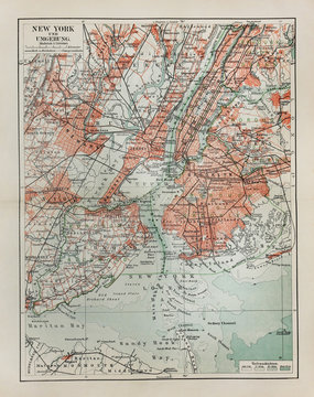 Fototapeta New York old map