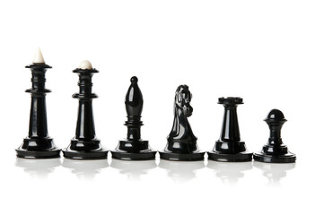 macro photo of all black chess pieces