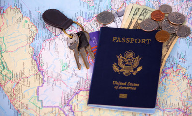 Fototapeta na wymiar Stany Zjednoczone Passport mapę