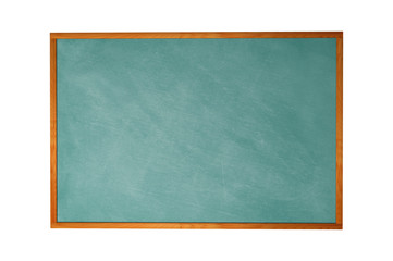 Blank blackboard with wood frame isolated on white background